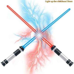 2 шт. Новые телескопические игрушки светового меча Shining Sword Cosplay Lights Music Star Laser Toys Мечды Детские игрушки мальчики Y1123276G