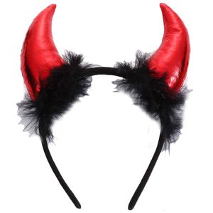 Acessórios para o cabelo engraçado Devil Horn Horn Head Band Glitter Plush Cow HelsBand Halloween Party Decor Decor Cosplay Costume Acessórios para Cabelos Crianças Presente 230821