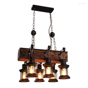 Pendant Lamps Industrial Style Design Retro Iron Chandelier Creative Restaurant Bar American Nostalgic Country Cafe Boat Wood Pendent Lamp