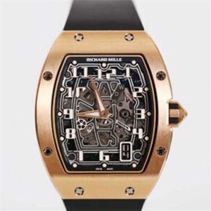 Schweiziska berömda armbandsur Richarmilles Automatiska mekaniska klockor RM067 Ultra Thin Mens Watch 18K Rose Gold Black Dial Date Display Automatisk mekanisk WA HB74
