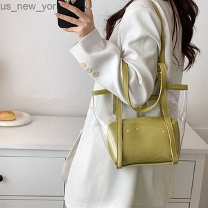 Totes Transparent Tote Bag For Women 2022 Summer New Shoulder Beach Bags PVC Jelly Pack Set Large Capacity Shopper Totes Bolso Mujer HKD230823