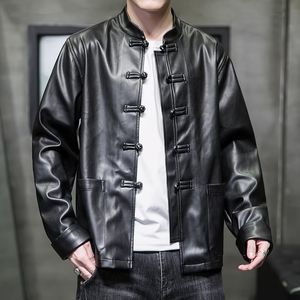 メンズトレンチコート秋と冬の革のジャケット服カジュアルウォームプルーフコートプラスサイズファッショントップ230822