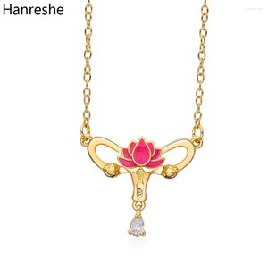 Pendant Necklaces Hanreshe Uterine Necklace Luxury Enamel Crystal Obstetrics Uterus Jewelry Gift For Women