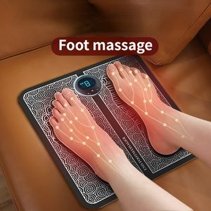 Fotmassager EMS Pulse Electric Foot Massager Foot Therapy Machine Foot Pad Intelligent Acupuncture Foot Massage Pad Mat Muscle Stimulation 230822