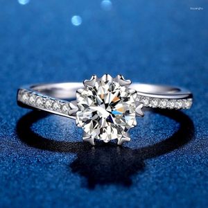 Cluster Rings 0.5-2 Sterling Silver Snowflake Twist Arm High Imitation Diamond Ring Girl Moissanite Girlfriend Gift For Women