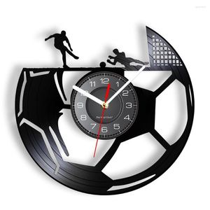 Relógios de parede Relógio de futebol para decoração de casa de quarto para a frente e goleiro a laser Cut Music Music Decorative Watch