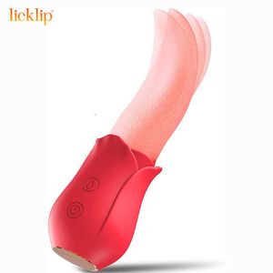 Massager Licklip 10 Speeds Realistic Licking Tongue Rose Vibrators for Women Nipples Clitoral Stimulation Adult Female
