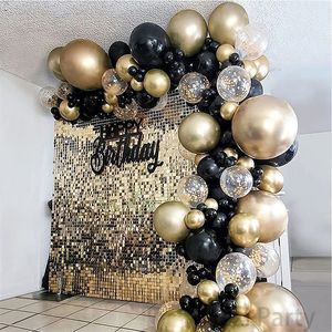 Andra evenemangsfest levererar svartguldballong Garland Arch Kit Confetti Latex 30th 40th 50th Birthday Balloons Dekorationer Vuxna Baby Shower 230821