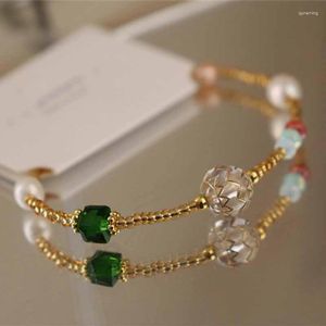 Pulseiras de charme simples pulseira de pérolas naturais de luxo para mulheres joias de jóias de miçangas de pedra colorida amizade de cristal boho vintage