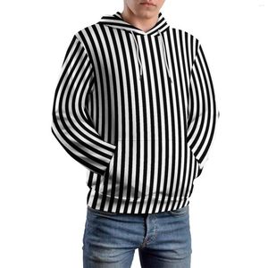 Herrtröjor randiga vertikala löst svartvita trendiga hoodie unisex långärmad överdimensionerade gata slitage tryckta tröjor
