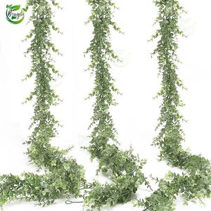 Sztuczna zielona zielona sztuczna eukaliptus girland rattan majsterunek ślub łuk ściany tło dekoracja do domu ogród bluszcz wiszące zielone rośliny 230822