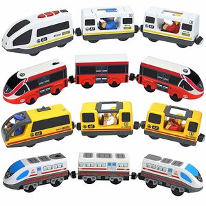 Diecast Model Train Track Wooden Toys Magnetic Set Electric Car Locomotive Slot Fit All Wood Brand Biro Railway Tracks For Kids 230821