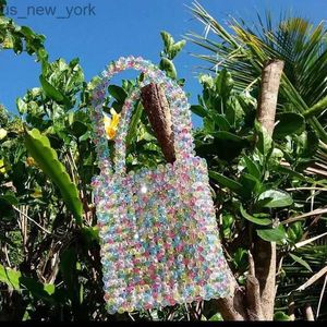 Totes misturadas geléia de acrílico com contas transparentes para mulheres feitas artesanais bolsas claras bolsas de verão tutes de praia hkd230822