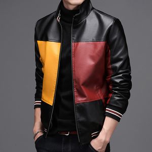 Men's Trench Coats 2023 Japanese leather men's winter gram baseball uniform color matching plus velvet PU jacke 230822