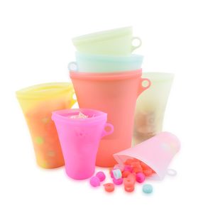 Recipientes de armazenamento de alimentos de silicone 3pcs/conjunto tigela fresca organizadora de geladeira reutilizável stand up fruit vegetal xícara sacos