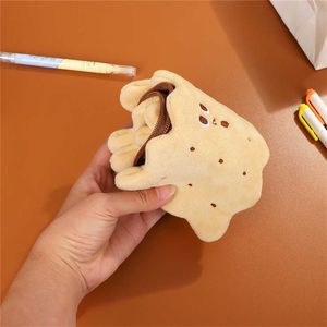 Brinquedos de aprendizagem casos de lápis kawaii pão caneta caixa escola papelaria caso para escovas bonito papelaria simpl grande bolsa coreano pelúcia