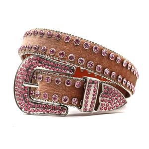 Belt Women's Inlaid Water Diamond Handmade Rivet Punk Elegant Personalized Fashion Versatile Pant Belt