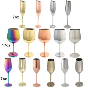 7oz 17oz rostfritt stål champagne flöjter vin tumlare dricker koppar obrytbara champagne vinglasglasbockor bägare bruddusch för bröllopsfest årsdag
