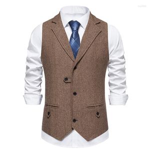 Men's Vests Vest For Men Single-breasted Suit Lapel Mens Sleeveless Waistcoat Vintage Formal Blazers Wedding