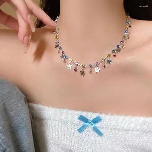 Chains Light Luxury Niche Design Sense Collarbone Chain Girl Accessories Colorful Summer - Zircon Butterfly Necklace