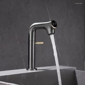 Rubinetti del lavandino del bagno grigio gettatura in oro rubinetto in ottone a manico singolo senza manico digitale e tocco di mixer bianco freddo