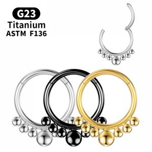 Piercing Anelli da naso industriali Hoop Helix Donne Titanio G23 Cartilagine Orecchini a segmenti incernierati Labret Oro Clicker Gioielli per il corpo