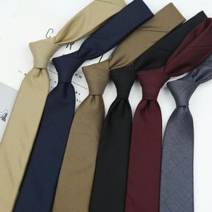 Bow Ties 7cm akademisk brittisk stil khaki vin röd svart fast färg randig nylon jacquard vävt slips för man affärsbröllopsläck