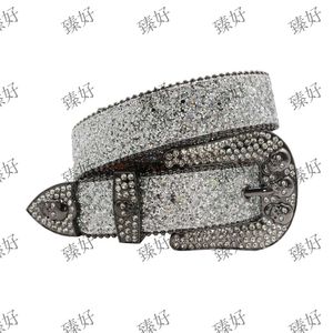 Handmade Diamond Studded Waistband Trendy New Style Belt, Unisex and Versatile Skull Design, Street Alloy Needle Buckle