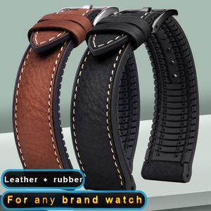 Watch Bands Italy Genuine leather skin watchband Soft waterproof rubber 19mm 20mm 21m 22m 23mm man strap 230821