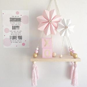 Piatti decorativi camere da letto ornamenti appesi per perle tassel perle a sospensione in legno scaffale portavagamentali per bambini