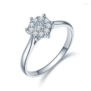 Klusterringar zhjiashun lyxig 0,8ct moissanites diamant 14k 585 vitt guld engagemang för kvinnor bröllop band smycken