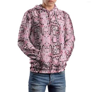 Herrtröjor rosa snakeskin casual animal print gata wear hoodie par långärmad harajuku anpassade tröjor 4xl 5xl 6xl