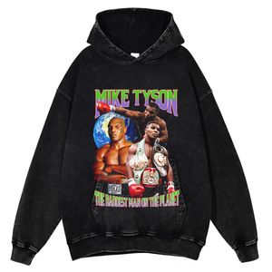 Herrtröjor tröjor retro boxare porträtt tryckt hoodie tvättbar pullover gata klänning höstvinter harajuku bomull överdimensionerad unisex 230821