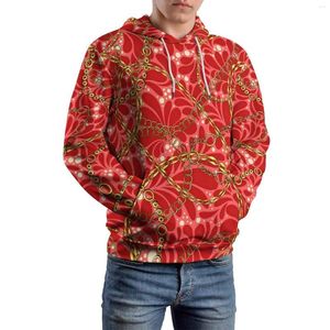 Men's Hoodies Golden Chain Casual Retro Damask Korean Fashion Hoodie Unisex Long Sleeve Cute Custom Sweatshirts Gift