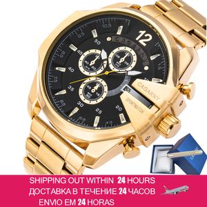 Wristwatches Mens Watches Top Brand Luxury Gold Steel Quartz Watch Men Cagarny Casual Male Wrist Watch Military Relogio Masculino Dropship 230821