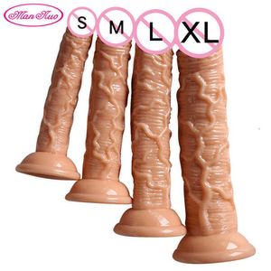 Massaggiatore 4 dimensioni Dildo marrone Realistico pene grande Masturbatore anale vaginale femminile Cazzo enorme con vibratori a ventosa per le donne