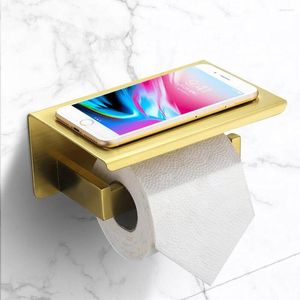 Bath Accessory Set Stainless Steel Toilet Roll Paper Holder Bathroom Wall Mount WC Phone Shelf SUS304 Accessories Black And Brushed Gold