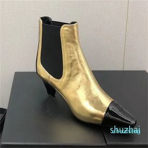 2023-Designer Luxury Pure Color Pointed Boots Womens Outdoor Party Ankle Boot Lady