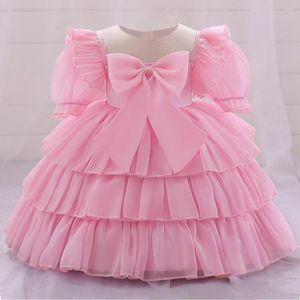 Girl Dresses Baby Girl Girl Birthday Abito per bambini 1-2 anni nati in pizzo Bianco Battesimo vestiti per bambini Elegante festa di battesimo