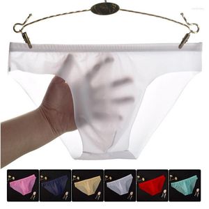 Underpants Sexy Underwear Men Briefs Shorts Thin Ice Silk Panties Solid U Pouch Seamless Plus Size Mens Gay