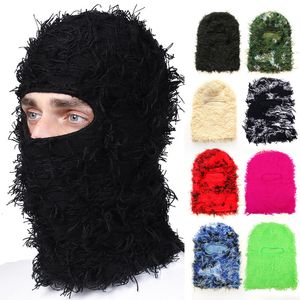 Cycling Caps Masks Balaclava Distressed Ski Mask Knitted Beanies Cap Winter Warm Full Face Shiesty Mask Ski Hats for Men Women Camouflage Balaclava 230822