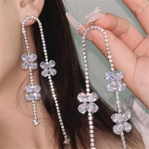 Dangle Earrings Luxury Rhinestone Zircon Long Tassel Flower Drop Statement Jewelry For Women Crystal Butterfly Hanging
