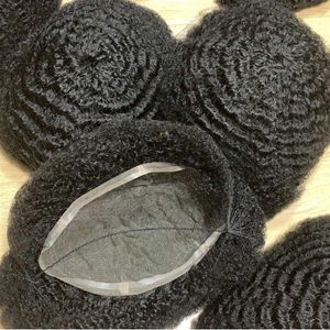 Afro Kinky Curl Toupee Indian Remy Human Hair Replacement 4mm 6mm 8mm 10mm 12mm 15mm Full Lace Unit for Black Men Fast Express Del214O