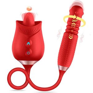 Massager roterande vibratorsträngande dildo tunga slickande stimulator klitoris nippel vaginal vibrerande ägg 2 i anal plug kvinnor