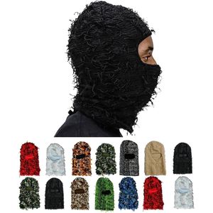 Cycling Caps Masks Balaclava Distressed Ski Mask Knitted Beanies Hats Skullies Elastic Cap Winter Warm Full Face Shiesty Mask Ski Hats 230822