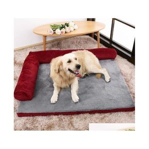 Canetas canetas s/m/l/xl de luxo de luxo de cachorro sofá -gato almofada de estimação para gatos para cães grandes ninhos laváveis ​​Teddy Mat Kennel Square Pill Otjkg