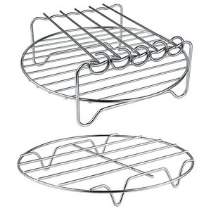 BBQ Tools Accessoires Air Fryer Rack XL Set von 2 Mehrzweck -Doppelschicht mit Spießstapelmetallhalter 230821