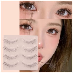 Falsche Wimpern 4pairs natürliche dünne Band Hand gemacht Kurzhellere Wimpern Cosplay Cosplay Korean Fashion Wispy Extension Make -up -Werkzeuge 230821