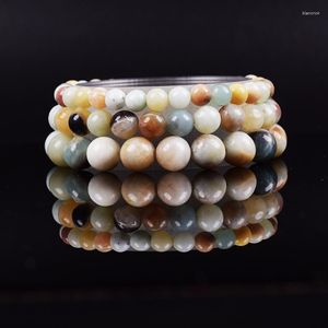 Link Bracelets 4/6/8/10mm Natural Multicolor Amazonite Beads Stone Bracelet For Women Men Yoga Meditation Charm Bangles Original Gift