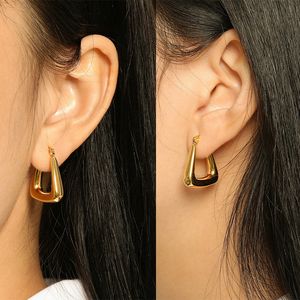 Stud Oval Gold Color Hoop Earrings Geometric Stainless Steel Water Proof Everyday Party Gift For Women Fashion Jewellery Accessories 230822